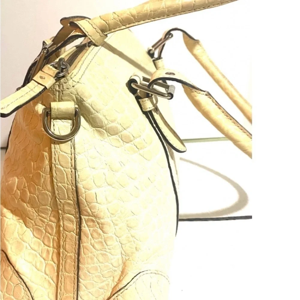 Dooney bourke Cream Croc-Embossed leather satchel Handbag